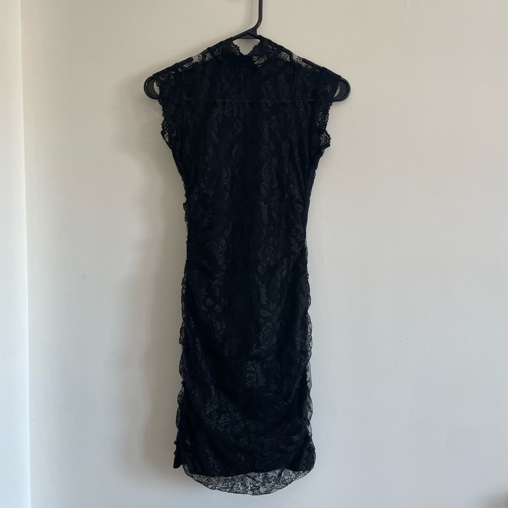 Black Lace Cap-Sleeve Dress